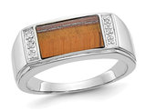 Mens Tigers Eye Ring in 14K White Gold (SIZE 10)